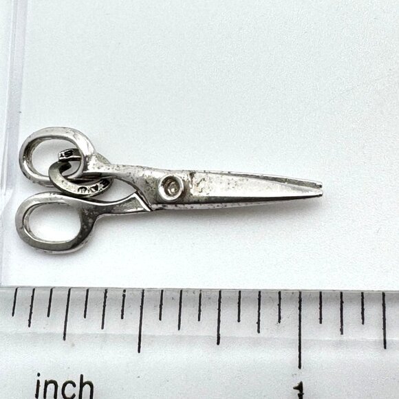Beau Sterling Silver Scissors Shears Vtg Charm Articulated Movable Blades 1" - Picture 4 of 4